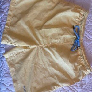 Yellow Swim Trunks with Blue Accents